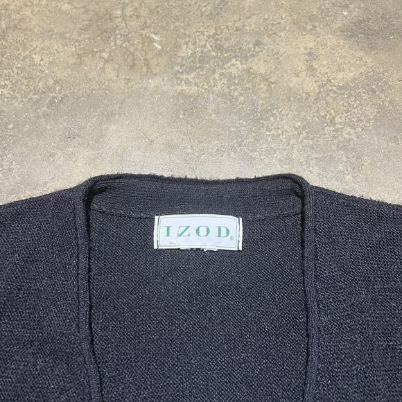 Vintage 80s Izod Black Boxy Acrylic Cardigan - Picture 3 of 3